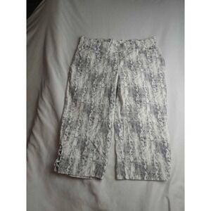 89th + Madison Grey Snakeskin Print Cropped Capri Pants Lattice Hem Womens L